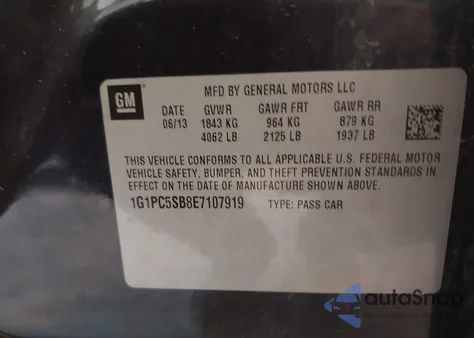 2014 Chevrolet Cruze 1Lt Auto from USA, damaged, VIN 1G1PC5SB8E7107919